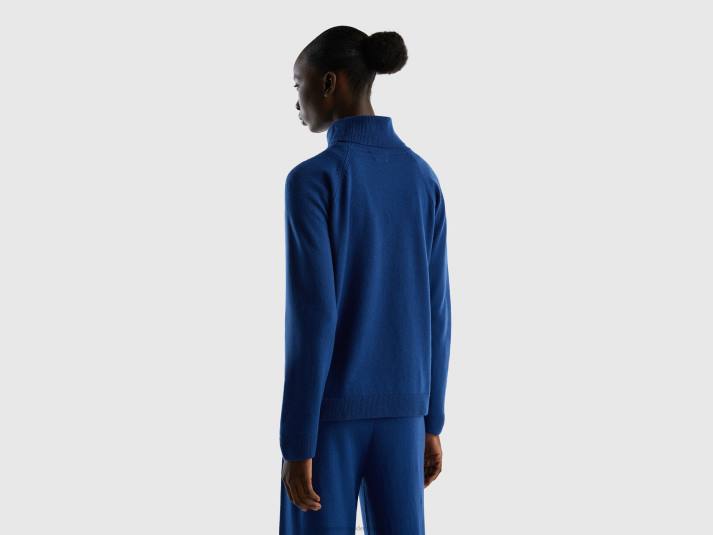 vrouwen Benetton nachtblauwe coltrui van een mix van wol en kasjmier donkerblauw 4R623619