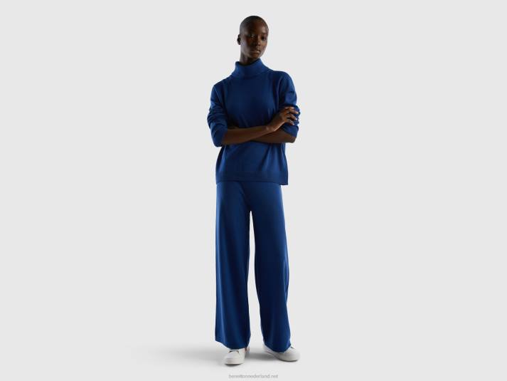 vrouwen Benetton nachtblauwe coltrui van een mix van wol en kasjmier donkerblauw 4R623619