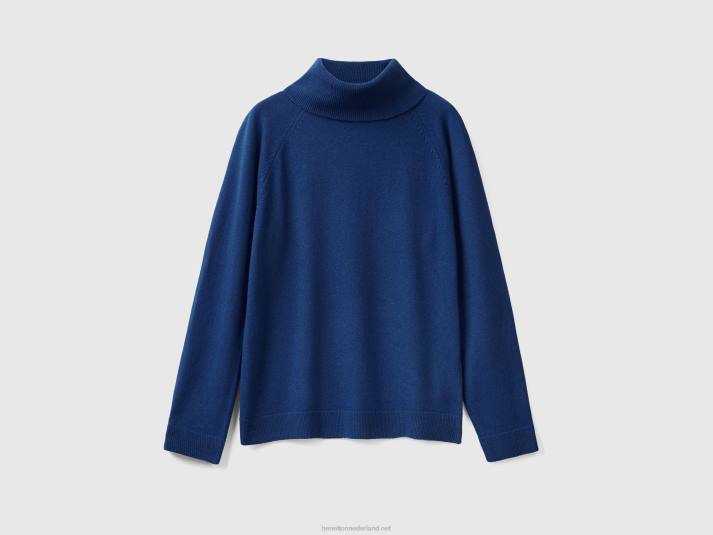 vrouwen Benetton nachtblauwe coltrui van een mix van wol en kasjmier donkerblauw 4R623619