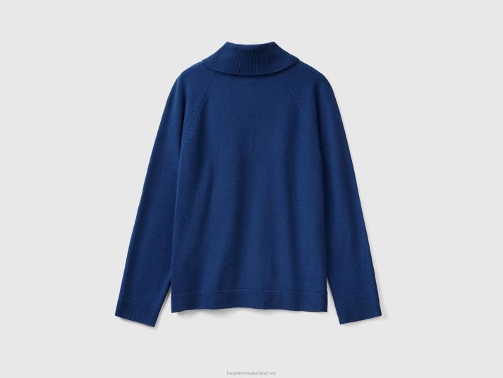 vrouwen Benetton nachtblauwe coltrui van een mix van wol en kasjmier donkerblauw 4R623619
