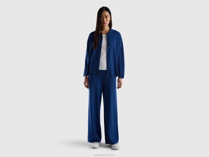 vrouwen Benetton nachtblauwe sweater in cashmeremix met capuchon donkerblauw 4R623546