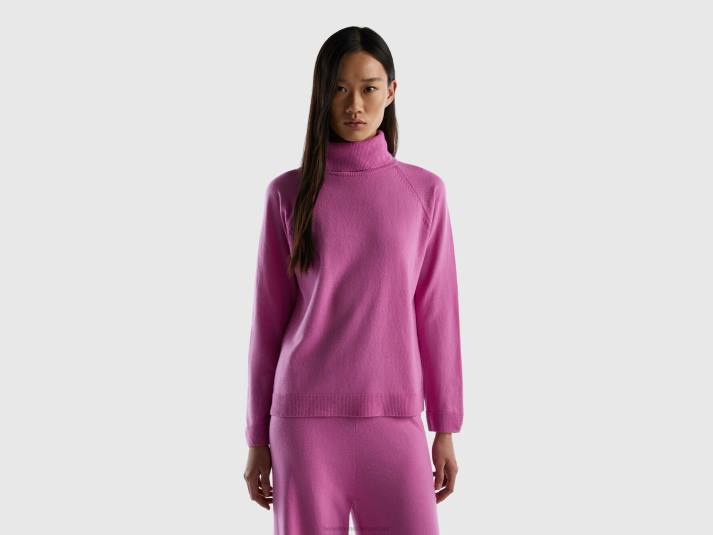vrouwen Benetton roze coltrui van een mix van wol en kasjmier roze 4R6291