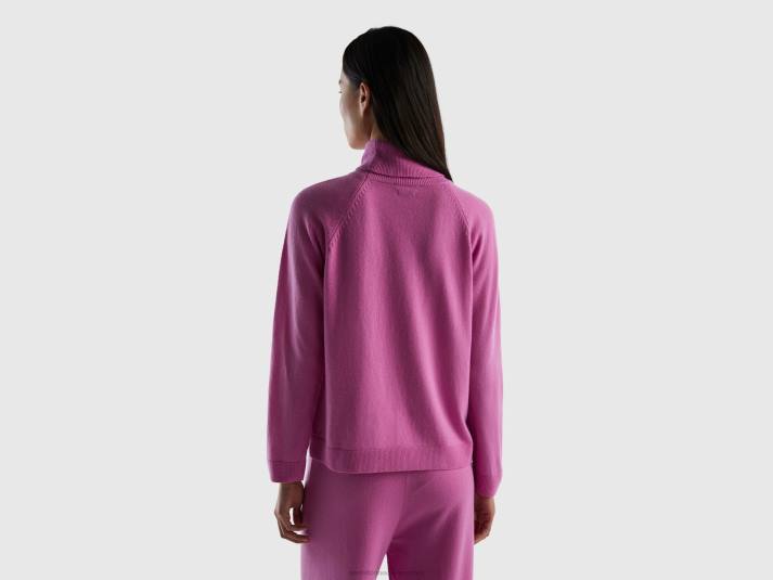 vrouwen Benetton roze coltrui van een mix van wol en kasjmier roze 4R6291