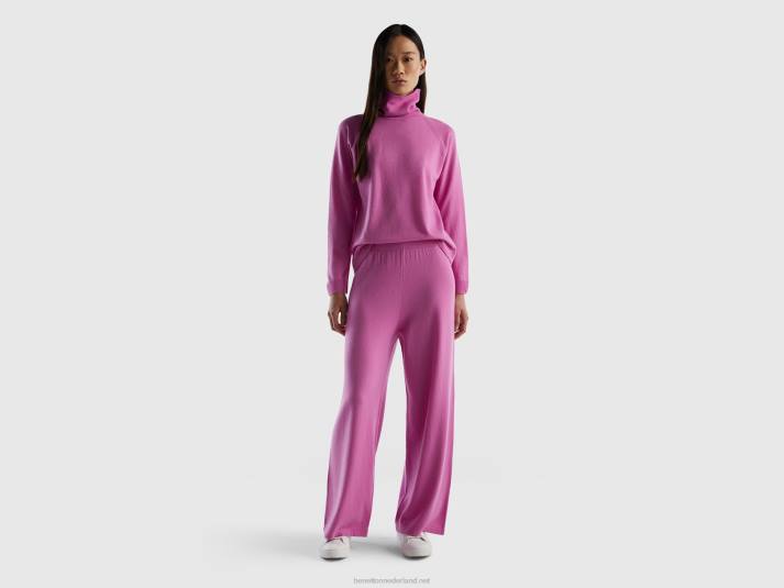 vrouwen Benetton roze coltrui van een mix van wol en kasjmier roze 4R6291