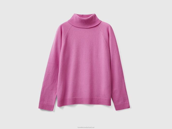 vrouwen Benetton roze coltrui van een mix van wol en kasjmier roze 4R6291