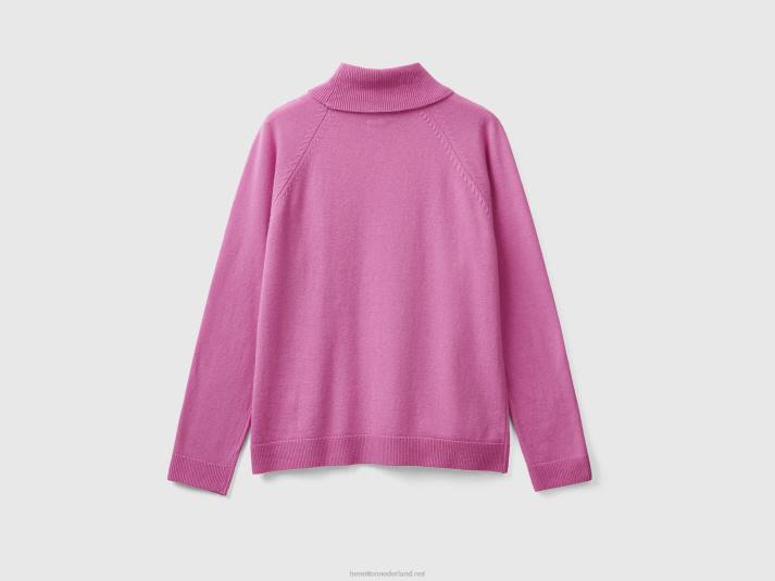 vrouwen Benetton roze coltrui van een mix van wol en kasjmier roze 4R6291