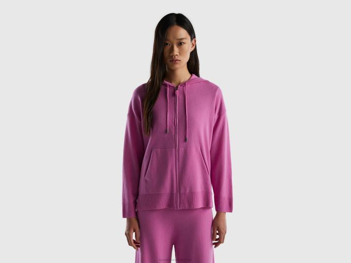 vrouwen Benetton roze trui in kasjmiermix met capuchon roze 4R623547