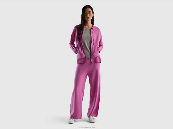 vrouwen Benetton roze trui in kasjmiermix met capuchon roze 4R623547