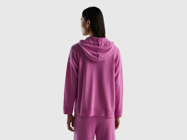 vrouwen Benetton roze trui in kasjmiermix met capuchon roze 4R6297