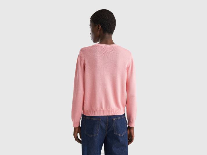 vrouwen Benetton roze trui met appel inleg roze 4R6269