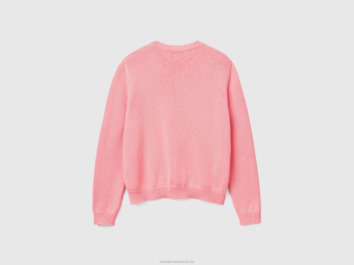 vrouwen Benetton roze trui met appel inleg roze 4R6269