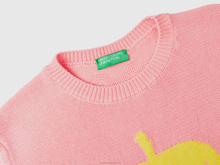 vrouwen Benetton roze trui met appel inleg roze 4R6269