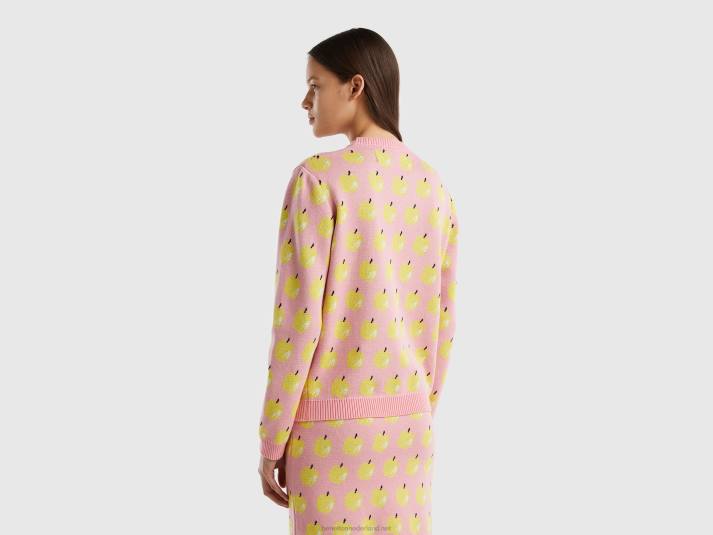 vrouwen Benetton roze trui met appelpatroon roze 4R623487