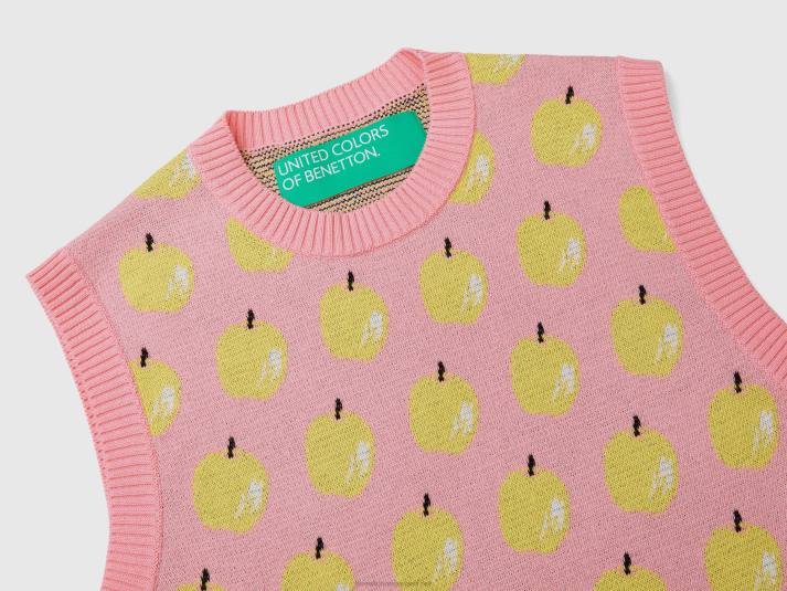 vrouwen Benetton roze vest met appelpatroon roze 4R6253