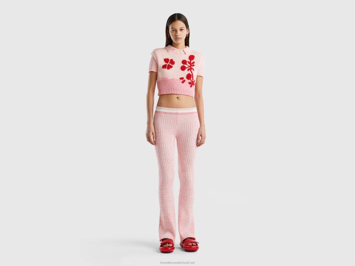 vrouwen Benetton roze vest met bloemeninleg roze 4R62124