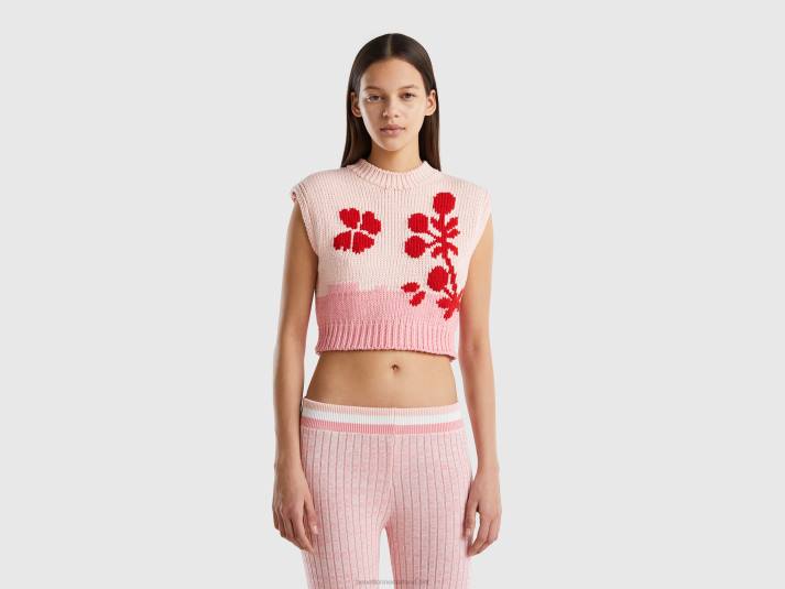 vrouwen Benetton roze vest met bloemeninleg roze 4R623612