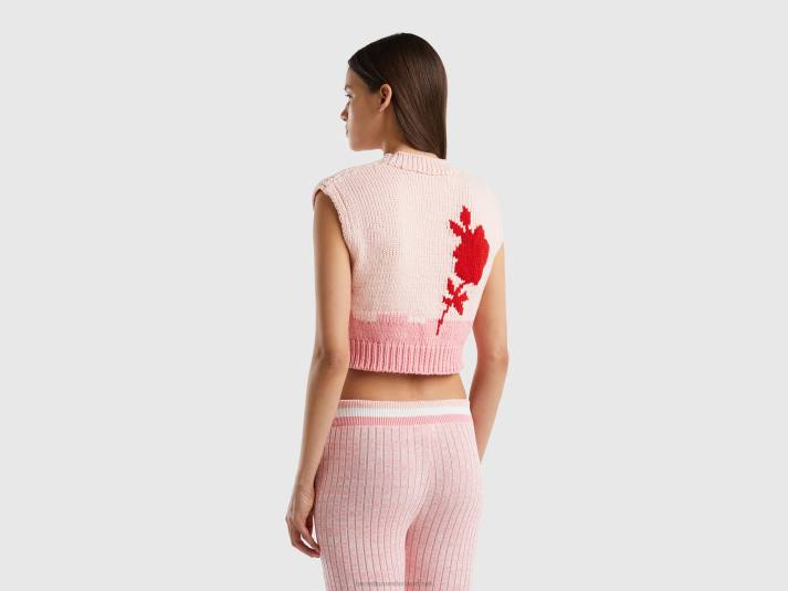 vrouwen Benetton roze vest met bloemeninleg roze 4R623612