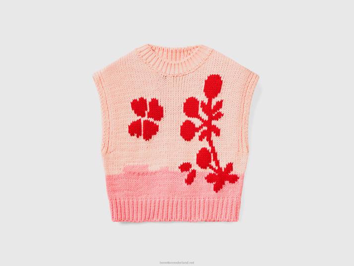 vrouwen Benetton roze vest met bloemeninleg roze 4R623612