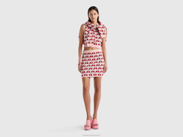 vrouwen Benetton roze vest met kersenpatroon roze 4R623485