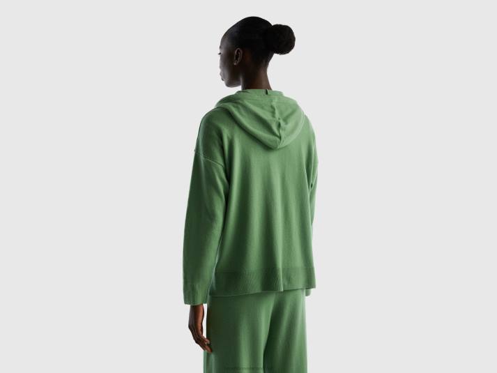 vrouwen Benetton salie groene trui in cashmere mix met capuchon groente 4R623548