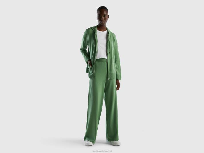 vrouwen Benetton salie groene trui in cashmere mix met capuchon groente 4R623548
