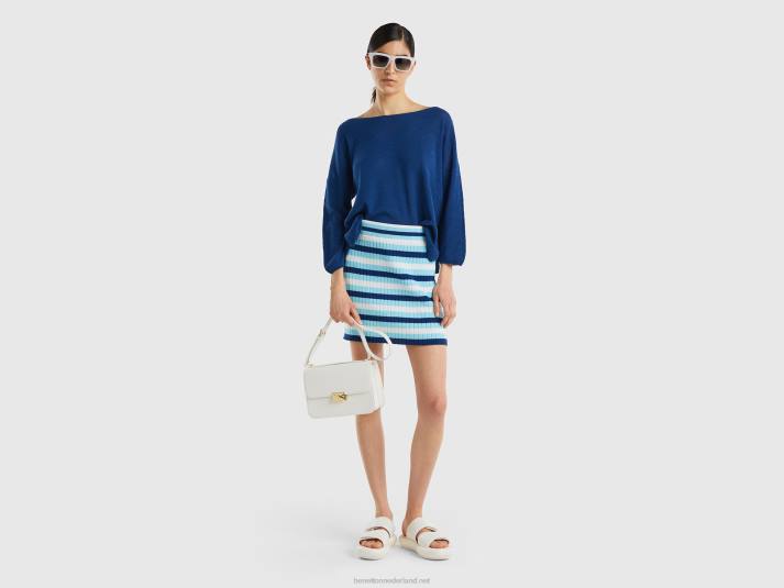 vrouwen Benetton trui in linnenmix met 3/4 mouwen donkerblauw 4R623541