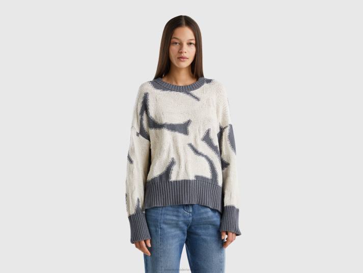 vrouwen Benetton trui met bloemeninleg grijs 4R623560