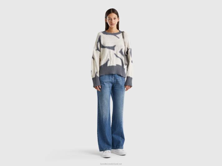 vrouwen Benetton trui met bloemeninleg grijs 4R623560