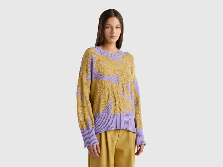 vrouwen Benetton trui met bloemeninleg lila 4R623531