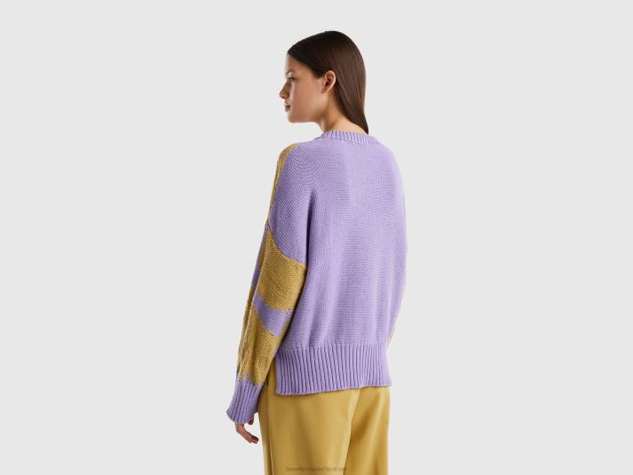 vrouwen Benetton trui met bloemeninleg lila 4R6237