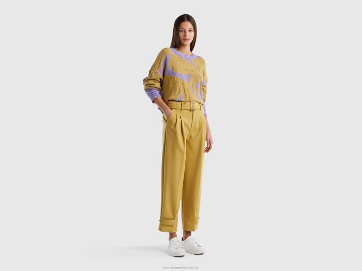 vrouwen Benetton trui met bloemeninleg lila 4R6237