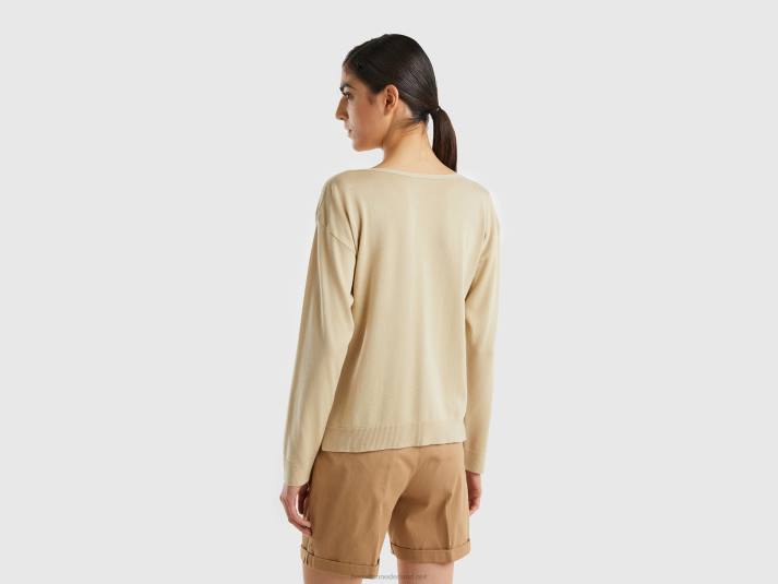 vrouwen Benetton trui met boothals beige 4R623519