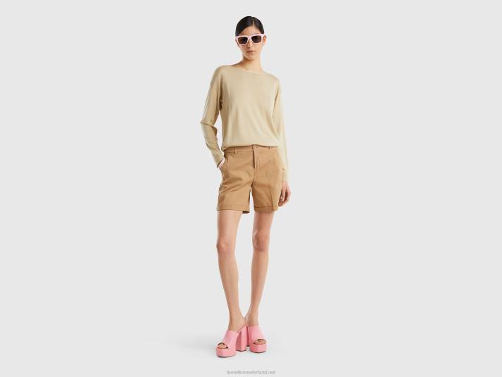 vrouwen Benetton trui met boothals beige 4R623519