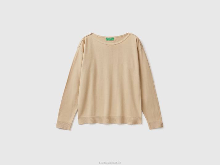 vrouwen Benetton trui met boothals beige 4R623519