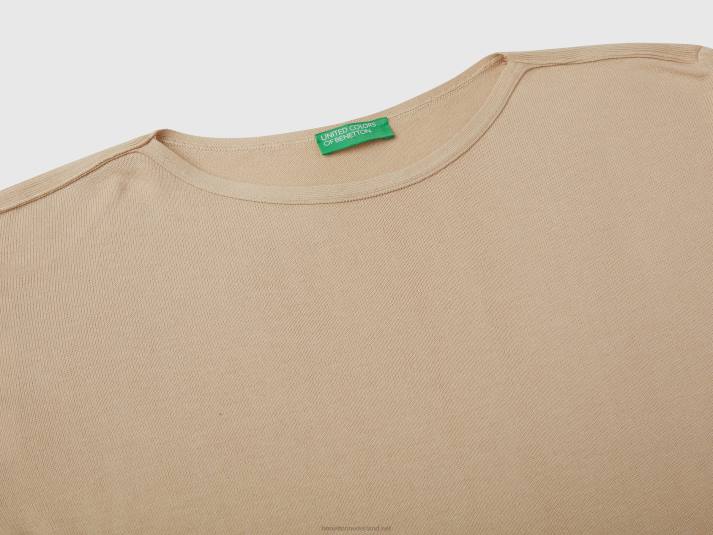 vrouwen Benetton trui met boothals beige 4R623519