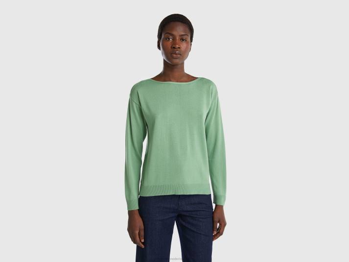 vrouwen Benetton trui met boothals groente 4R623489