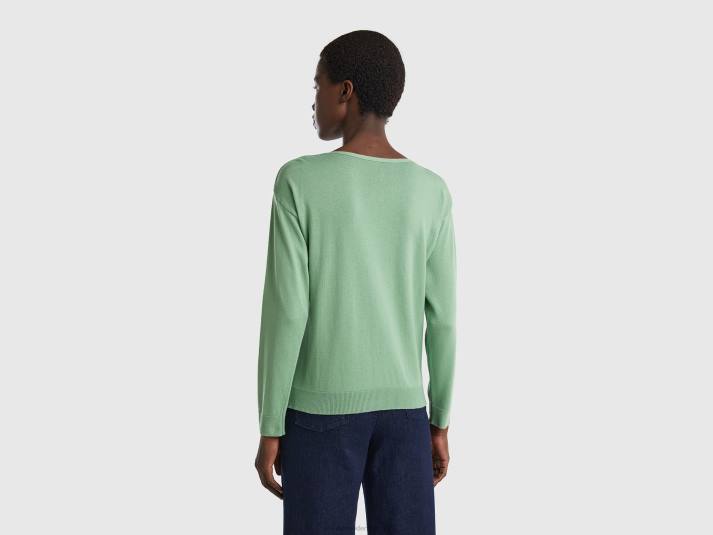 vrouwen Benetton trui met boothals groente 4R623489