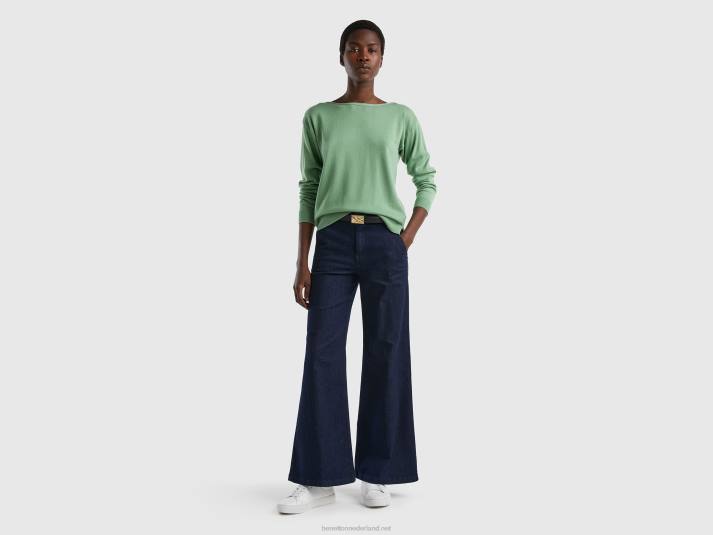 vrouwen Benetton trui met boothals groente 4R623489