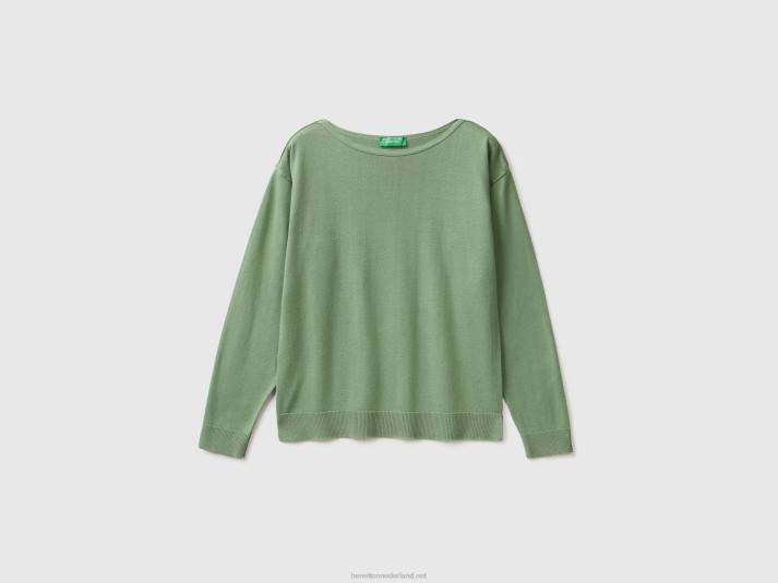 vrouwen Benetton trui met boothals groente 4R623489