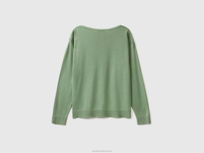 vrouwen Benetton trui met boothals groente 4R623489