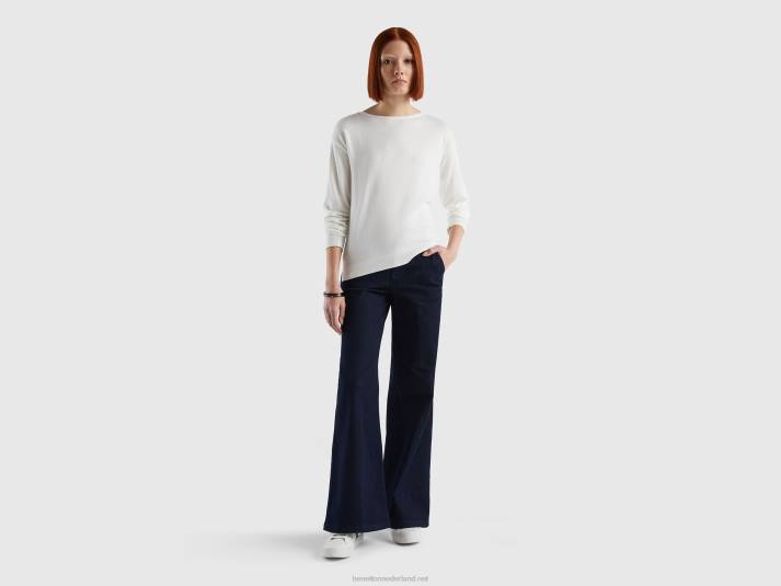 vrouwen Benetton trui met boothals romig wit 4R62146