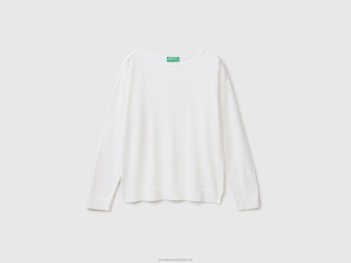 vrouwen Benetton trui met boothals romig wit 4R623695