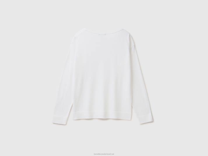 vrouwen Benetton trui met boothals romig wit 4R623695