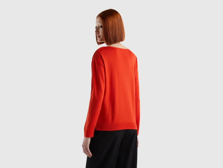 vrouwen Benetton trui met boothals rood 4R623563