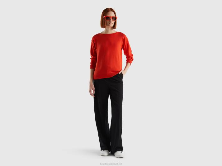 vrouwen Benetton trui met boothals rood 4R623563