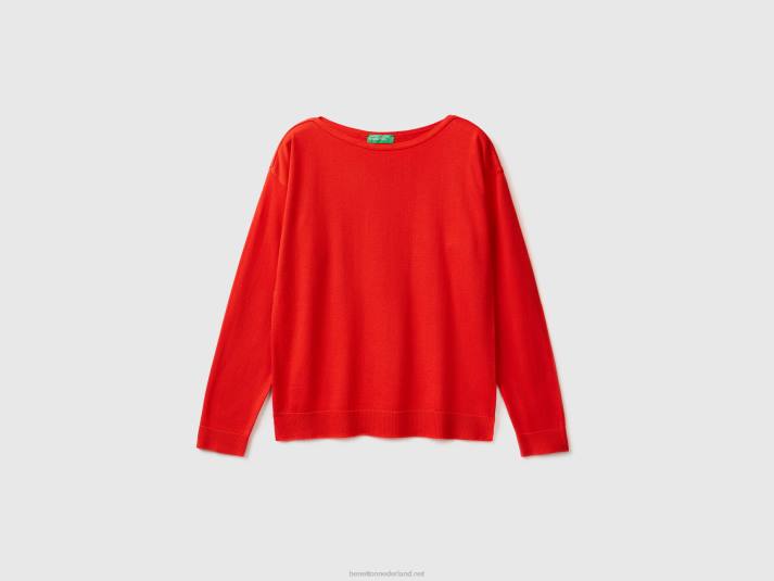 vrouwen Benetton trui met boothals rood 4R623563