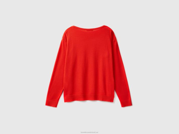 vrouwen Benetton trui met boothals rood 4R623563