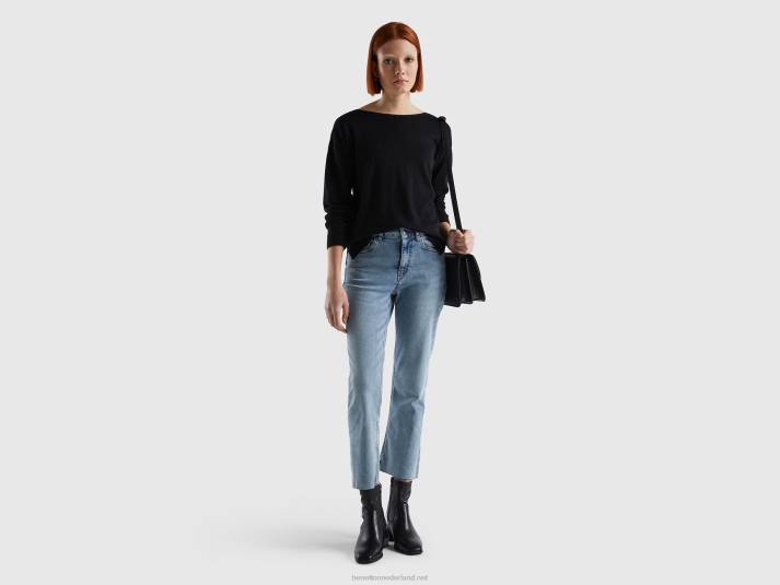 vrouwen Benetton trui met boothals zwart 4R62208