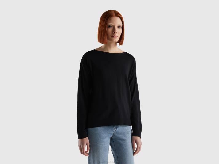vrouwen Benetton trui met boothals zwart 4R623676