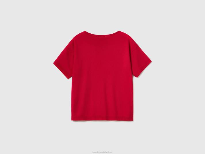 vrouwen Benetton trui met korte mouwen fuchsia 4R6238